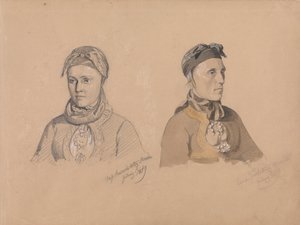 Aase Rasmusdatter Stranden i Anna Troelsdatter Kittelsviken autorstwa Adolph Tidemand