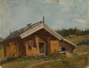 Dom wiejski w Bolkesjø autorstwa Adolph Tidemand