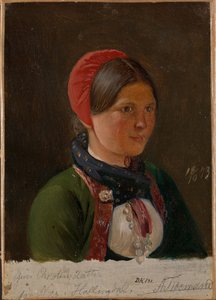 Dziewczyna z Hallingdal autorstwa Adolph Tidemand