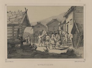 Ilustracja zaczerpnięta z książki Norway wyprodukowanej w Drawings by Asbjørnsen, P.Chr. i wydane przez Chr. Tønsberga (nr 1848) autorstwa Adolph Tidemand