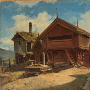 Gospodarstwo Gulsvik w Hallingdal autorstwa Adolph Tidemand