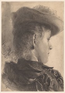 Popiersie kobiety widziane z tyłu autorstwa Adolph Menzel