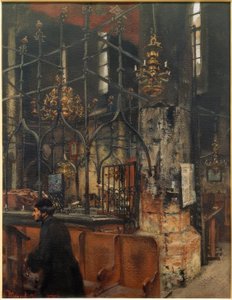 Wnętrze Staro-Nowej Synagogi w Pradze autorstwa Adolph Menzel