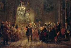 Koncert fletowy Fryderyka Wielkiego w Sanssouci autorstwa Adolph Menzel