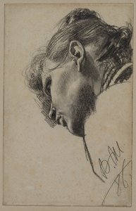 Głowa młodej kobiety widzianej z dołu autorstwa Adolph Menzel