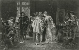 Koneserzy w pracowni Rembrandta, ilustracja z „Wielkich mężczyzn i sławnych kobiet” (lito) autorstwa Adolphe Alexandre (after) Lesrel