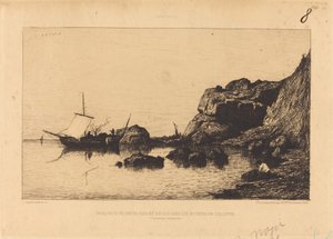 Kuter rybacki zatrzymujący się w skałach Collioure autorstwa Adolphe Appian