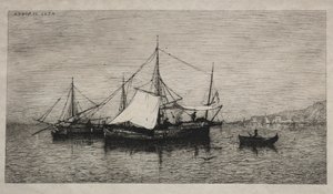 Łodzie kabotażowych wybrzeży Włoch, 1874. autorstwa Adolphe Appian