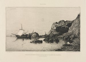 Kuter rybacki zawijający do portu na skałach Collioure, 1878 r.