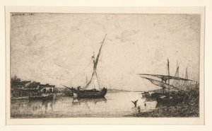 a. Dwa mosty Łódź rybacka autorstwa Adolphe Appian