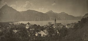 Widok na Flüelen w Szwajcarii autorstwa Adolphe Braun