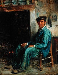 Chłop przed kominkiem, 1859
