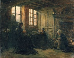 Kobiety strzępiące płótno, Honfleur, 1877