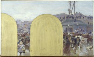 Szkic do gabinetu prefekta Hôtel de Ville de Paris: Powrót mieszkańców przedmieść do Paryża: Oblężenie Paryża w 1870 r., w 1895 r. (olej na płótnie)