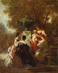 Postacie w parku (olej na płótnie) autorstwa Adolphe Joseph Thomas Monticelli