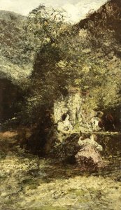 Postacie przy fontannie autorstwa Adolphe Joseph Thomas Monticelli