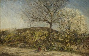 Krajobraz z kwitnącym sadem autorstwa Adolphe Joseph Thomas Monticelli