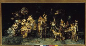 Nocna uczta w parku autorstwa Adolphe Joseph Thomas Monticelli