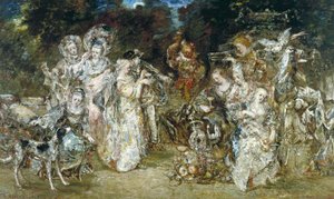 Zjazd w parku w czasach Valois autorstwa Adolphe Joseph Thomas Monticelli
