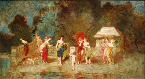Scena w parku II, ok. 1870 autorstwa Adolphe Joseph Thomas Monticelli