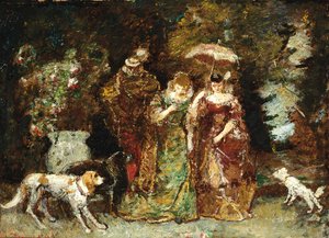 Spotkanie w lesie autorstwa Adolphe Joseph Thomas Moticelli