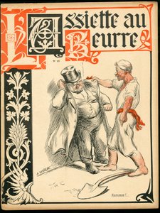 Okładka „”L’Plate au beurre””, nr 21, Satyryczna w kolorach autorstwa Adolphe Leon Willette