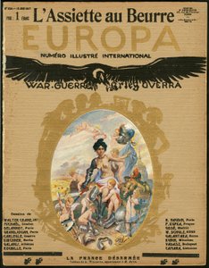 Okładka „”L’Plate au beurre””, numer 324, Satyryczna w kolorach autorstwa Adolphe Leon Willette