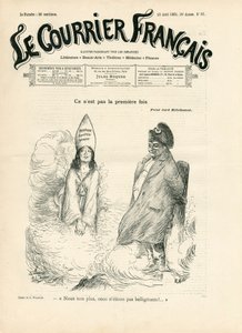 Okładka „”Le Courrier francais””, numer 33, Satyryczny w B&W autorstwa Adolphe Leon Willette