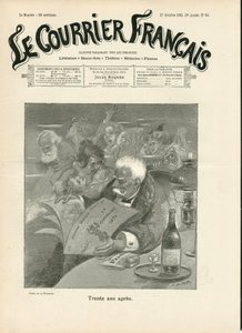 Okładka „”Le Courrier francais””, numer 43, Satyryczny w B&W autorstwa Adolphe Leon Willette