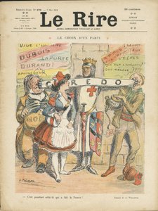 Ilustracja przedstawiająca Adolphe dit Willette (1857-1926) na okładkę Le Rire, 07.05.10 - Party Choice - Wybory - Marianne autorstwa Adolphe Leon Willette