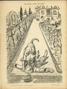 Ilustracja przedstawiająca Adolphe dit Willette (1857-1926) w Le Rire, 27.02.09 - Ceusses, które mają psy - Architektura Urbanistyka, Zwierzęta - Pies, Pitt-Bull autorstwa Adolphe Leon Willette
