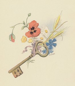 Klucz i kwiaty (kolor lito) autorstwa Adolphe Leon Willette