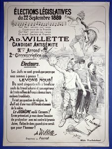 Plakat promujący wybór artysty w wyborach ustawodawczych we wrześniu 1889 r.