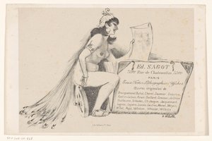 Wizytówka dilera druku Edmonda Sagota w Paryżu autorstwa Adolphe Leon Willette