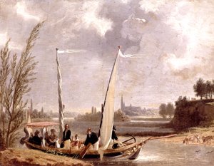 Louis-Philippe i jego rodzina na łodzi w Neuilly