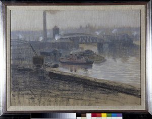 Trafford Bridge i Pomona Dock (pastel na papierze)