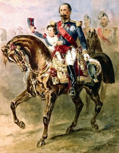 Napoleon III z synem Ludwikiem Napoleonem na koniu