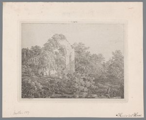 Widok na ruiny zamku de Haar autorstwa Adriaan Jacob Willem van Dielen