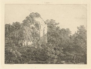 Ruiny Huis ter Haar autorstwa Adriaan Jacob Willem van Dielen