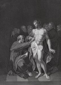 Niewiarygodność św. Tomasza, Jan, rozdz. 20, wersety 26-29 (rycina) autorstwa Adriaan van der (after) Werff