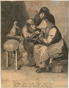 Flecistka i dwóch chłopów autorstwa Adriaen Brouwer
