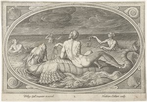 Acis na rybie Morscy Bogowie (tytuł serii) autorstwa Adriaen Collaert