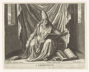 Ojciec Kościoła Ambrosius Czterej Ojcowie Kościoła (tytuł serii) autorstwa Adriaen Collaert