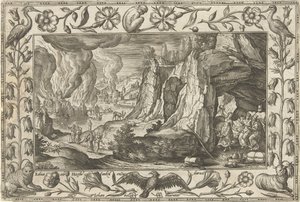 Lot i jego córki Pejzaże ze scenami biblijnymi, mitologicznymi i polowaniami (tytuł serii) autorstwa Adriaen Collaert