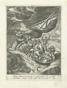 Burza na Morzu Galilejskim Życie Chrystusa (tytuł serii) Vita I. Christi (tytuł serii) autorstwa Adriaen Collaert