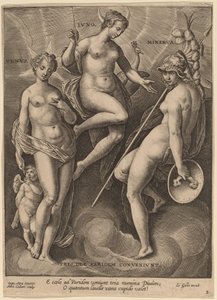 Wenus, Juno i Minerwa autorstwa Adriaen Collaert after Jan van der Straet