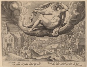 Wieczór autorstwa Adriaen Collaert after Maarten de Vos