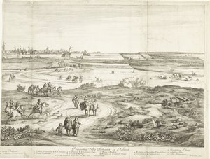 Widok Bethune (prawy arkusz) Veuë de la Ville de Bethune en Artois (tytuł na obiekcie) autorstwa Adriaen Frans Boudewyns