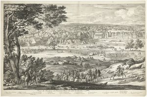 Widok zamku Fontainebleau (lewa strona) Veuë du Chasteau de Fontainebleau du costé du Jardin (tytuł na obiekcie)