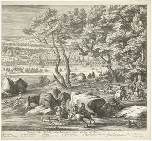 Widok na zamek Fontainebleau (prawa strona) Veuë du Chasteau de Fontainebleau du costé du Jardin (tytuł na obiekcie)